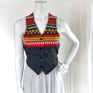 Vintage Geometric Pattern Tie Back Vest